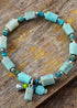 Boho Bracelet, Stretchy Bracelet, Pink and Blue Rhodonite